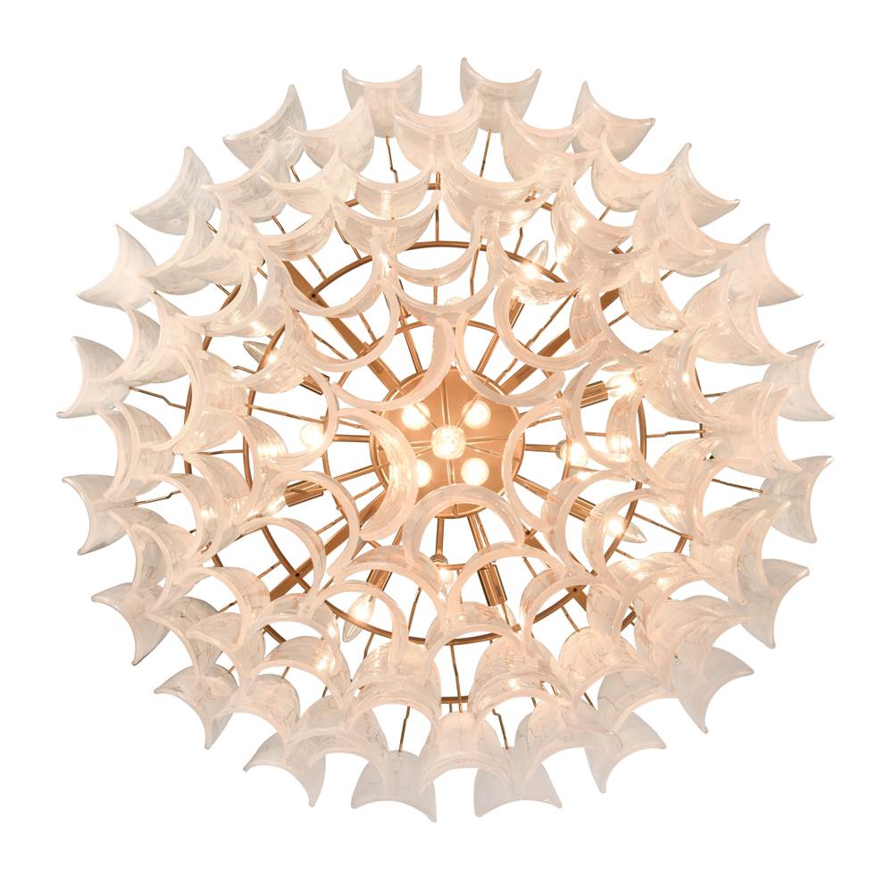Arabela Lighting 85412-17 Satin Brass 39.5'' Chateau Pendant In Satin Brass With Curved Arctic Mist Glass Image 8