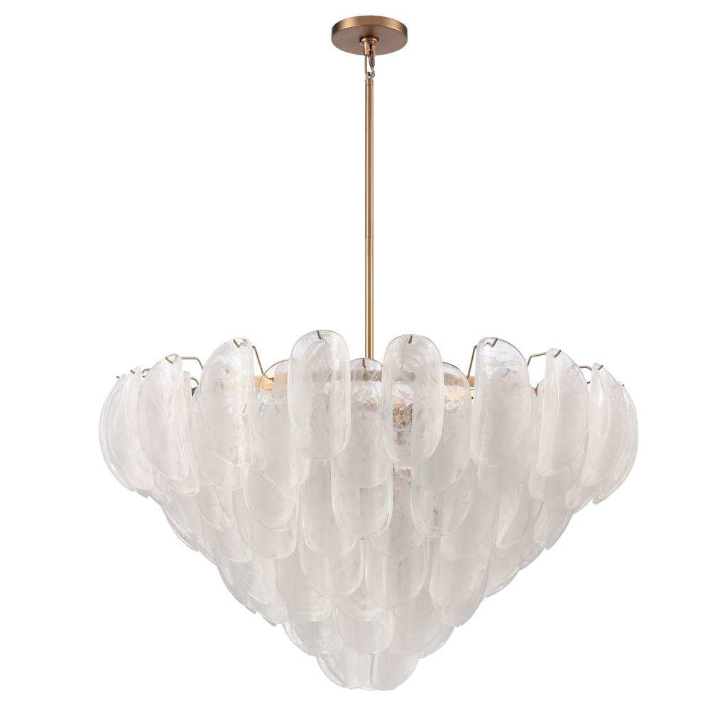 Arabela Lighting 85412-17 Satin Brass 39.5'' Chateau Pendant In Satin Brass With Curved Arctic Mist Glass Image 6