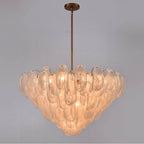 Arabela Lighting 85412-17 Satin Brass 39.5'' Chateau Pendant In Satin Brass With Curved Arctic Mist Glass Image 4