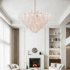 Arabela Lighting 85412-17 Satin Brass 39.5'' Chateau Pendant In Satin Brass With Curved Arctic Mist Glass Image 3