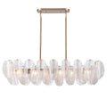 Arabela Lighting 85413-6 Satin Brass 47.25'' Chateau Linear Chandelier In Satin Brass With Curved Arctic Mist Glass Image 1