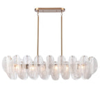 Arabela Lighting 85413-6 Satin Brass 47.25'' Chateau Linear Chandelier In Satin Brass With Curved Arctic Mist Glass Image 1