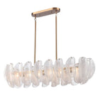 Arabela Lighting Chateau 47.25'' Chateau Linear Chandelier In Satin Brass With Curved Arctic Mist Glass