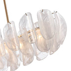 Arabela Lighting 85413-6 Satin Brass 47.25'' Chateau Linear Chandelier In Satin Brass With Curved Arctic Mist Glass Image 6