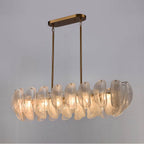 Arabela Lighting 85413-6 Satin Brass 47.25'' Chateau Linear Chandelier In Satin Brass With Curved Arctic Mist Glass Image 4