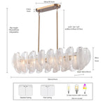 Arabela Lighting 85413-6 Satin Brass 47.25'' Chateau Linear Chandelier In Satin Brass With Curved Arctic Mist Glass Image 2