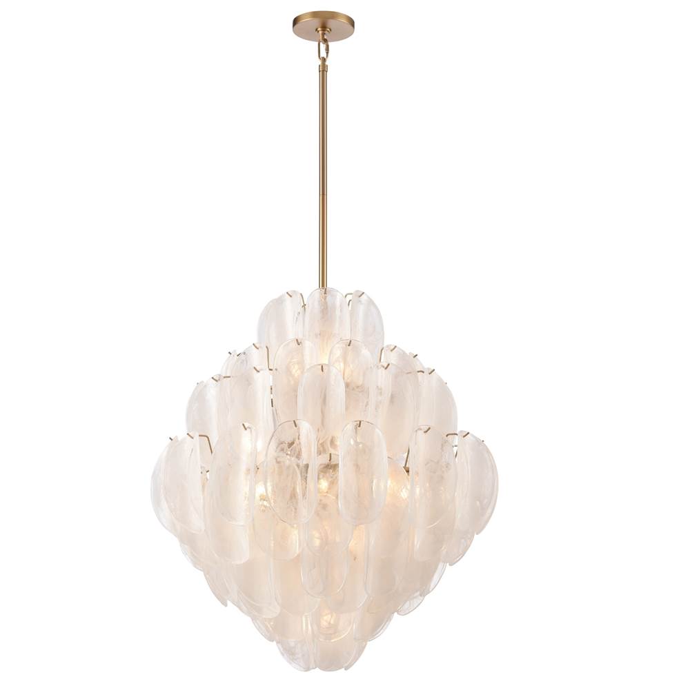 Arabela Lighting 85414-20 Satin Brass 31.5'' Chateau Pendant In Satin Brass With Curved Arctic Mist Glass Image 1