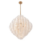 Arabela Lighting Chateau 31.5'' Chateau Pendant In Satin Brass With Curved Arctic Mist Glass