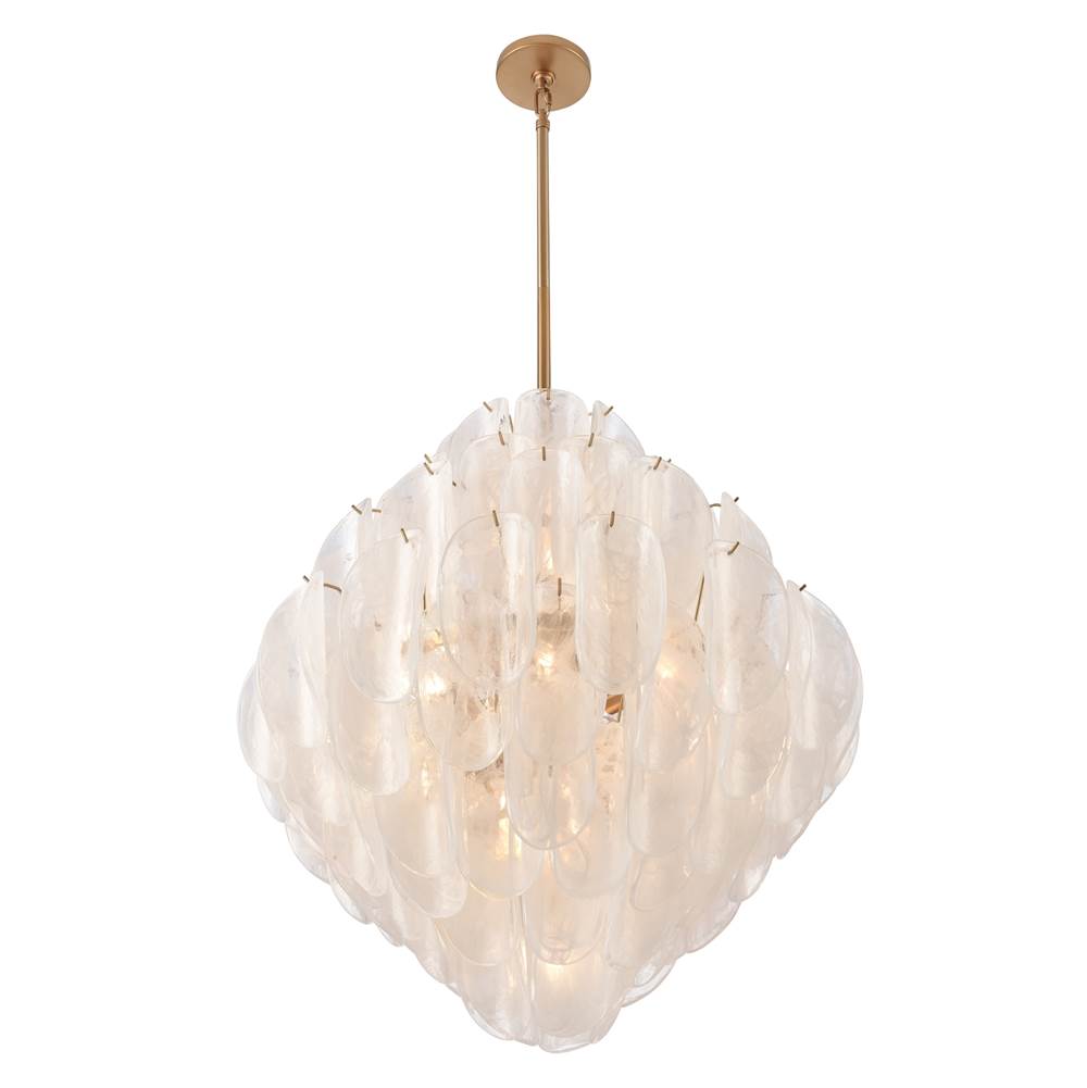 Arabela Lighting Chateau 31.5'' Chateau Pendant In Satin Brass With Curved Arctic Mist Glass
