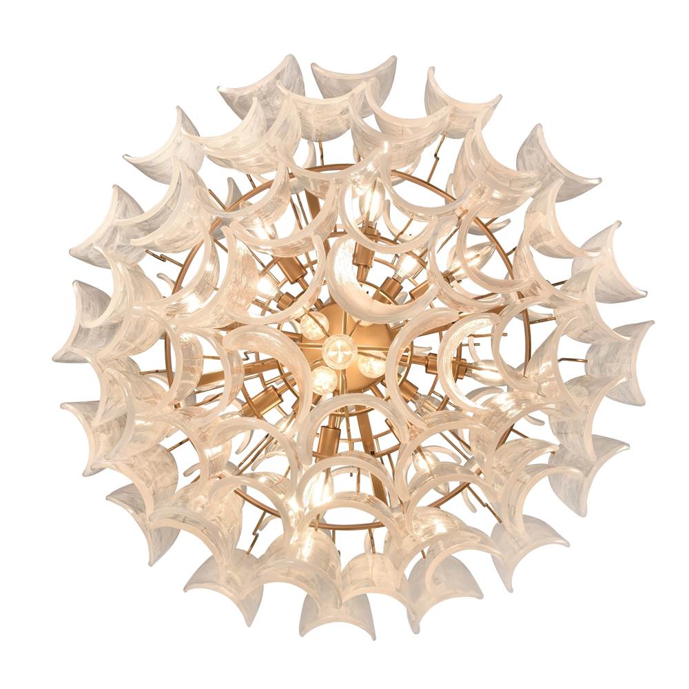 Arabela Lighting 85414-20 Satin Brass 31.5'' Chateau Pendant In Satin Brass With Curved Arctic Mist Glass Image 8