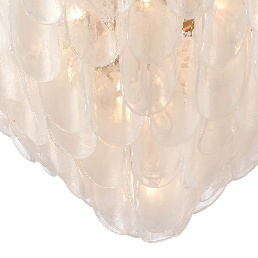 Arabela Lighting 85414-20 Satin Brass 31.5'' Chateau Pendant In Satin Brass With Curved Arctic Mist Glass Image 7