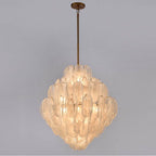 Arabela Lighting 85414-20 Satin Brass 31.5'' Chateau Pendant In Satin Brass With Curved Arctic Mist Glass Image 4