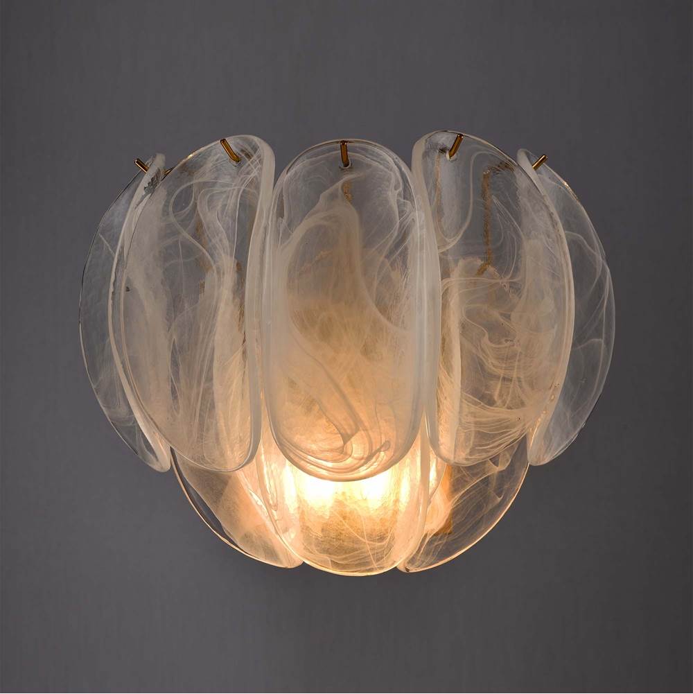 Arabela Lighting 85415-2 Satin Brass 11.5'' Chateau Sconce In Satin Brass With Curved Arctic Mist Glass Image 4