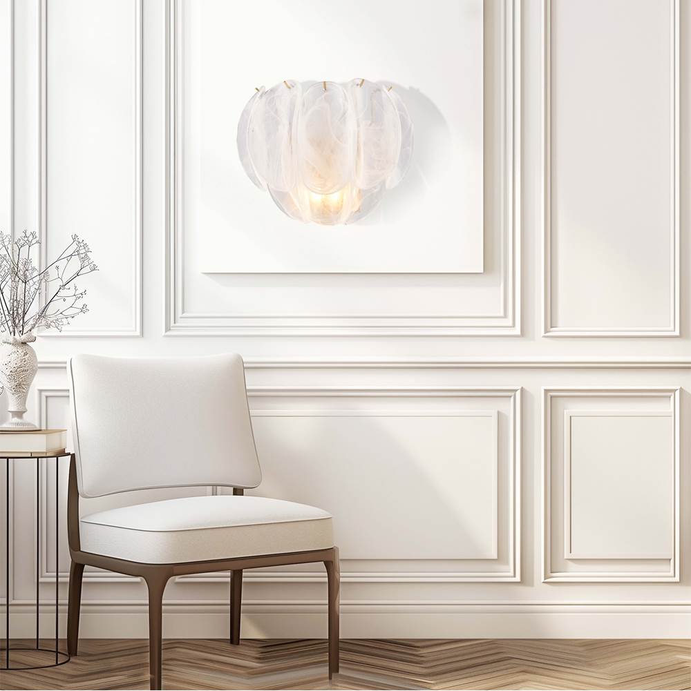 Arabela Lighting 85415-2 Satin Brass 11.5'' Chateau Sconce In Satin Brass With Curved Arctic Mist Glass Image 3