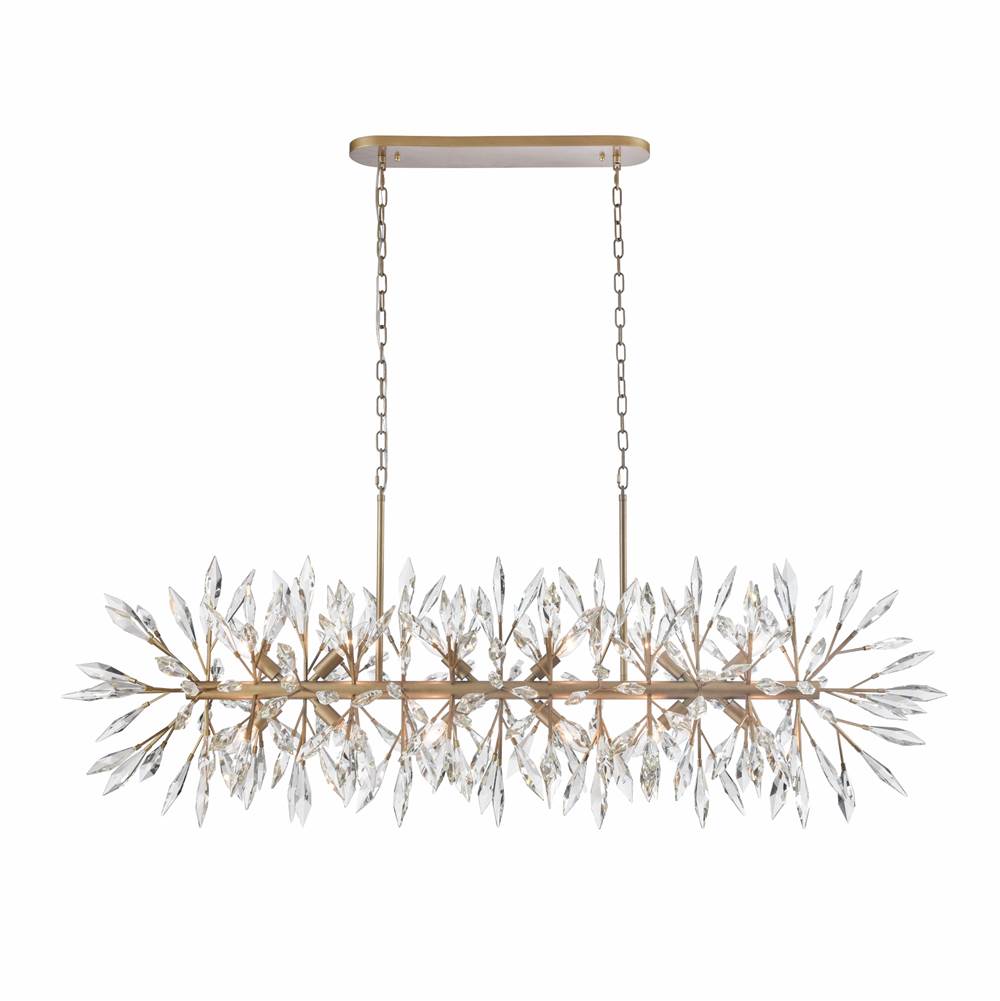 Arabela Lighting 85420-12 Peruvian Gold 60'' Crystal Fusion Linear Chandelier In Peruvian Gold With Large Faceted Clear Crystals Image 1
