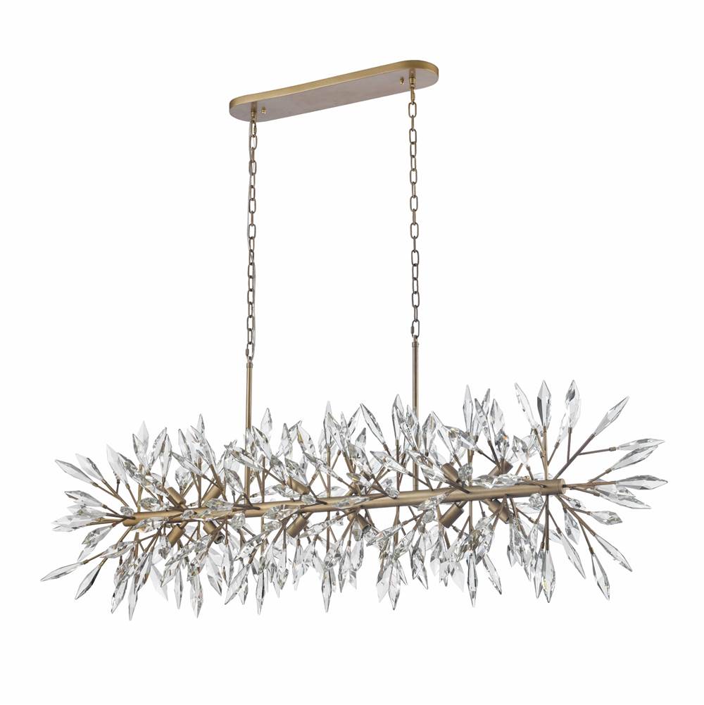 Arabela Lighting 85420-12 Peruvian Gold 60'' Crystal Fusion Linear Chandelier In Peruvian Gold With Large Faceted Clear Crystals Image 7