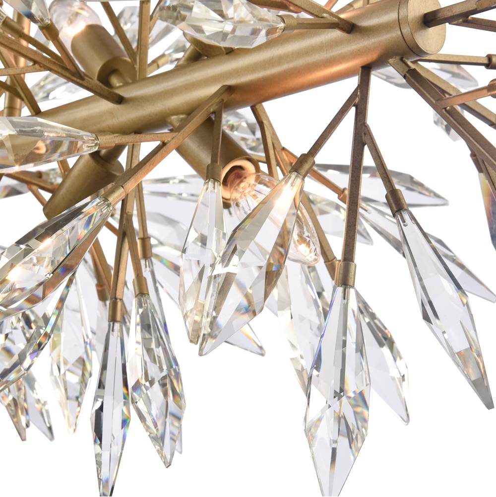 Arabela Lighting 85420-12 Peruvian Gold 60'' Crystal Fusion Linear Chandelier In Peruvian Gold With Large Faceted Clear Crystals Image 6