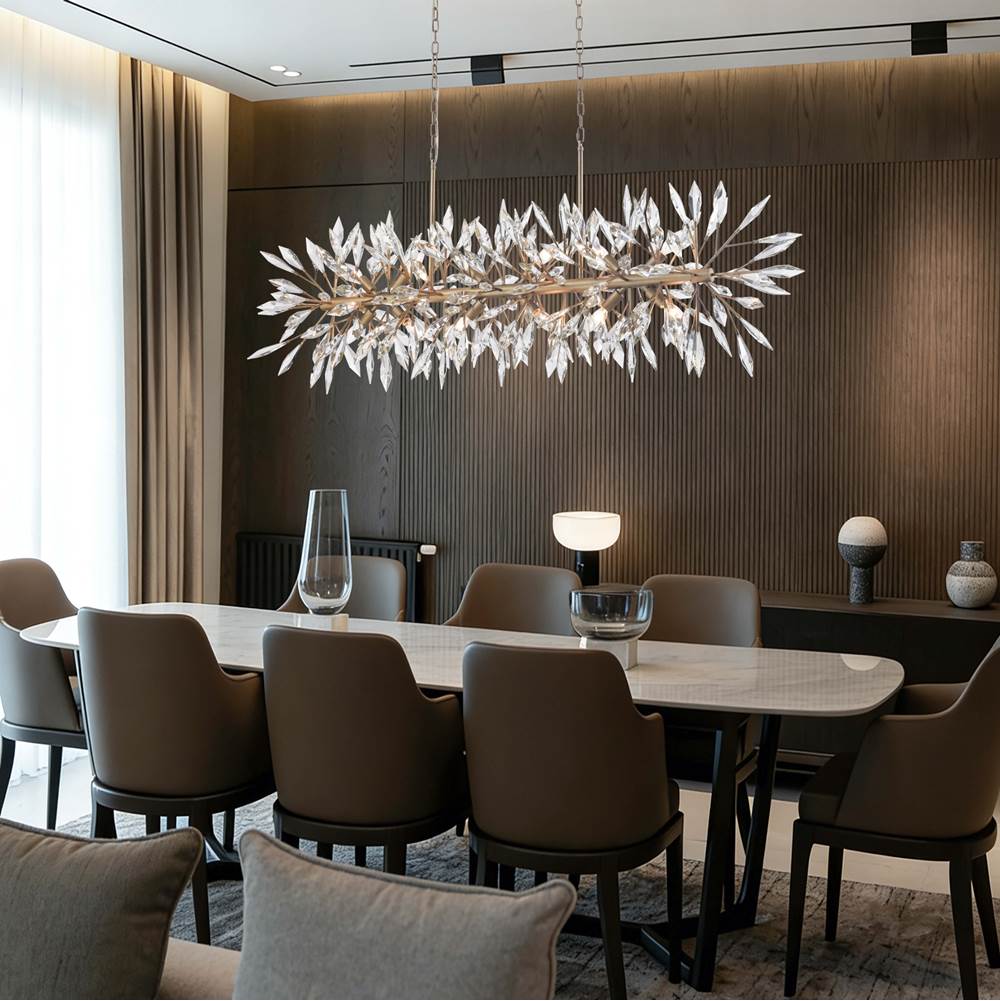 Arabela Lighting 85420-12 Peruvian Gold 60'' Crystal Fusion Linear Chandelier In Peruvian Gold With Large Faceted Clear Crystals Image 3