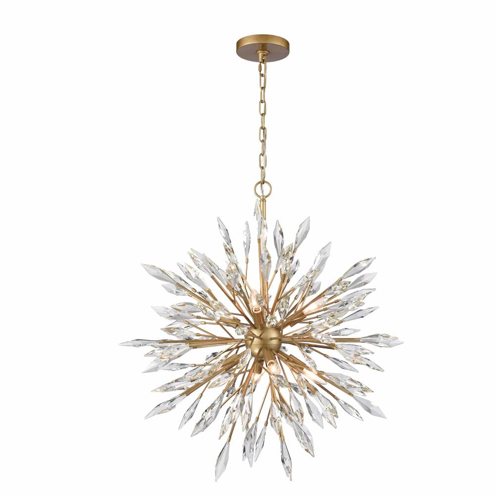 Arabela Lighting 85421-8 Peruvian Gold 30'' Crystal Fusion Chandelier In Peruvian Gold With Large Faceted Clear Crystals Image 1