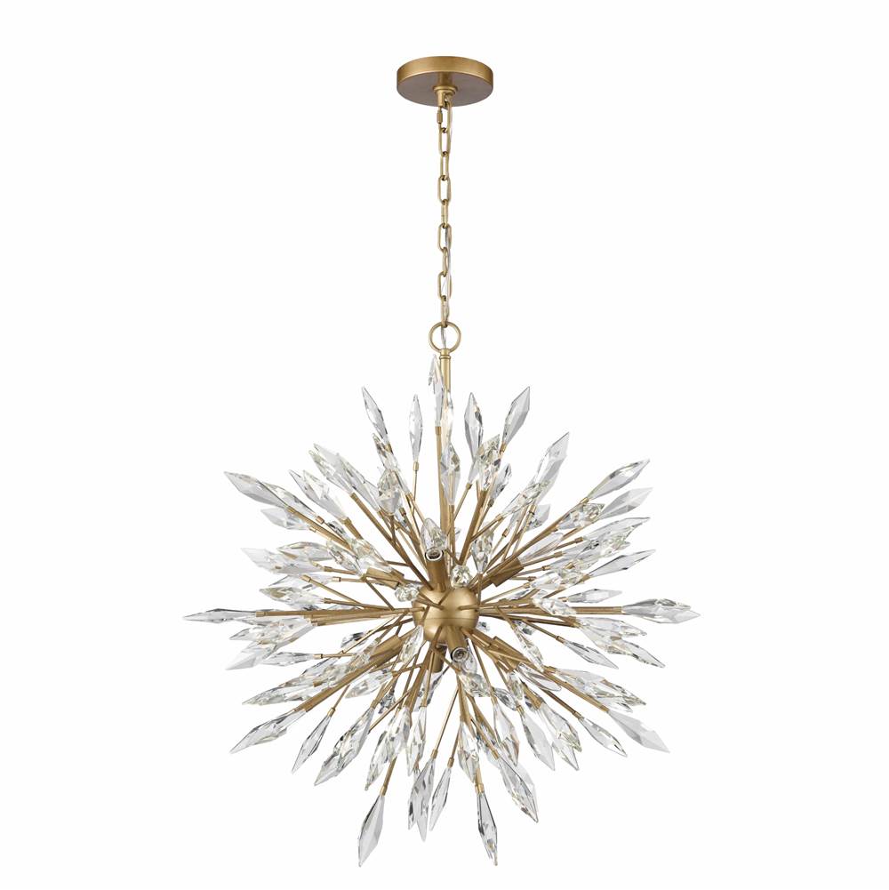 Arabela Lighting Crystal Fusion 30'' Crystal Fusion Chandelier In Peruvian Gold With Large Faceted Clear Crystals