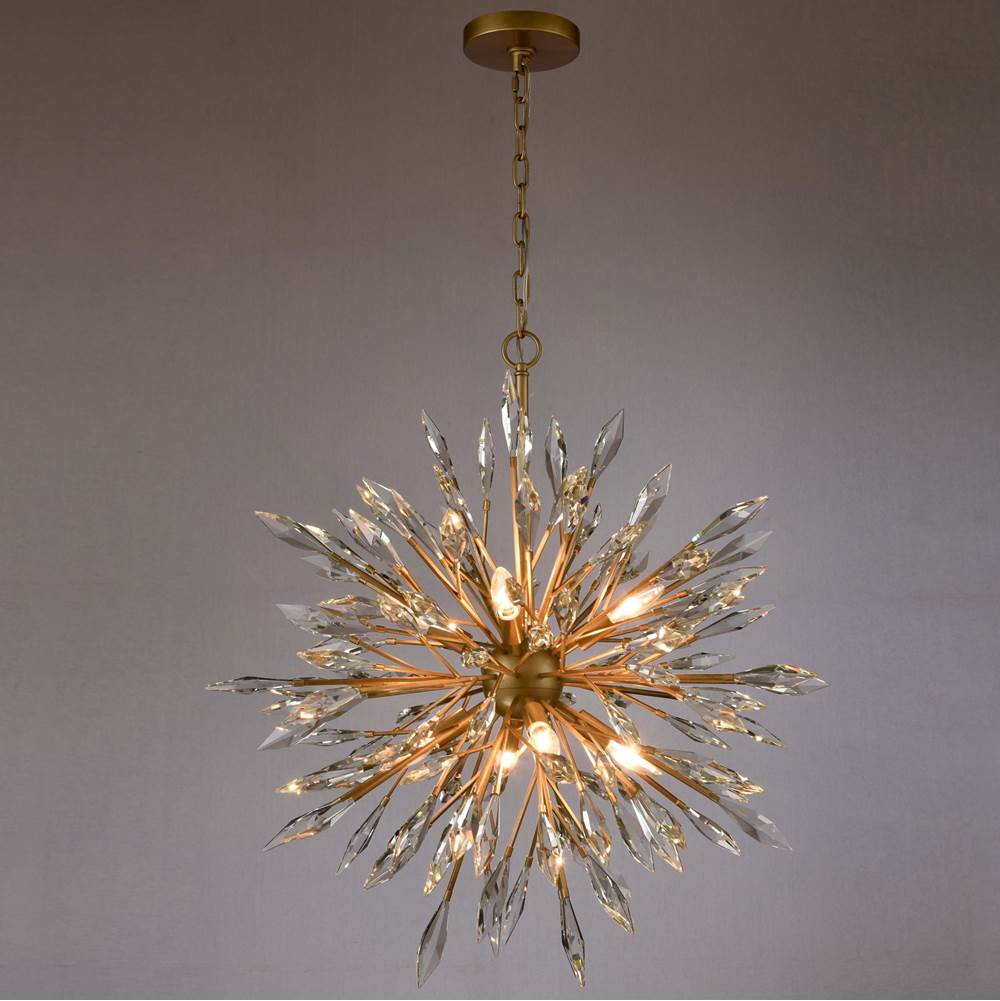 Arabela Lighting 85421-8 Peruvian Gold 30'' Crystal Fusion Chandelier In Peruvian Gold With Large Faceted Clear Crystals Image 5