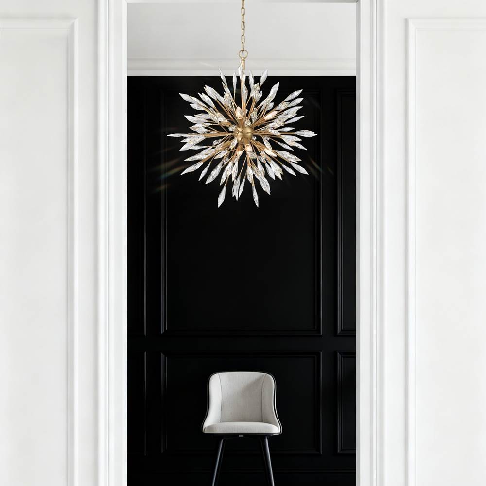 Arabela Lighting 85421-8 Peruvian Gold 30'' Crystal Fusion Chandelier In Peruvian Gold With Large Faceted Clear Crystals Image 4