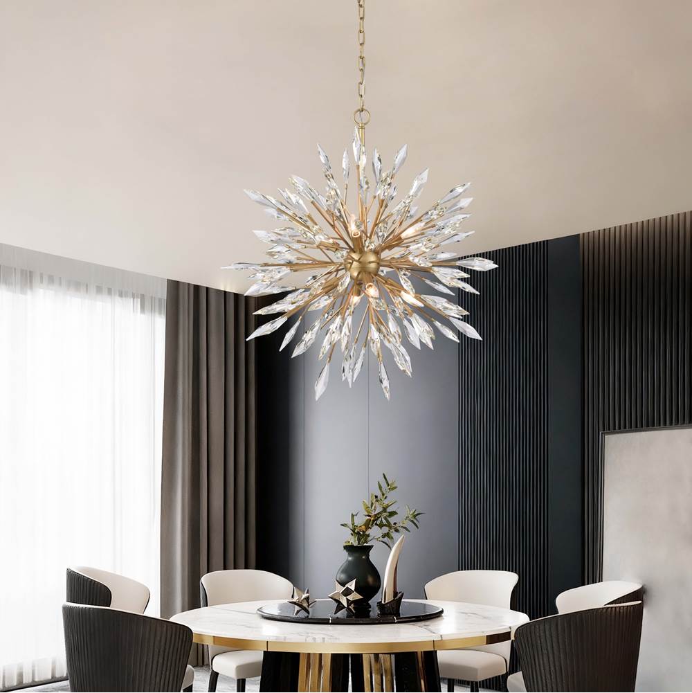 Arabela Lighting 85421-8 Peruvian Gold 30'' Crystal Fusion Chandelier In Peruvian Gold With Large Faceted Clear Crystals Image 3
