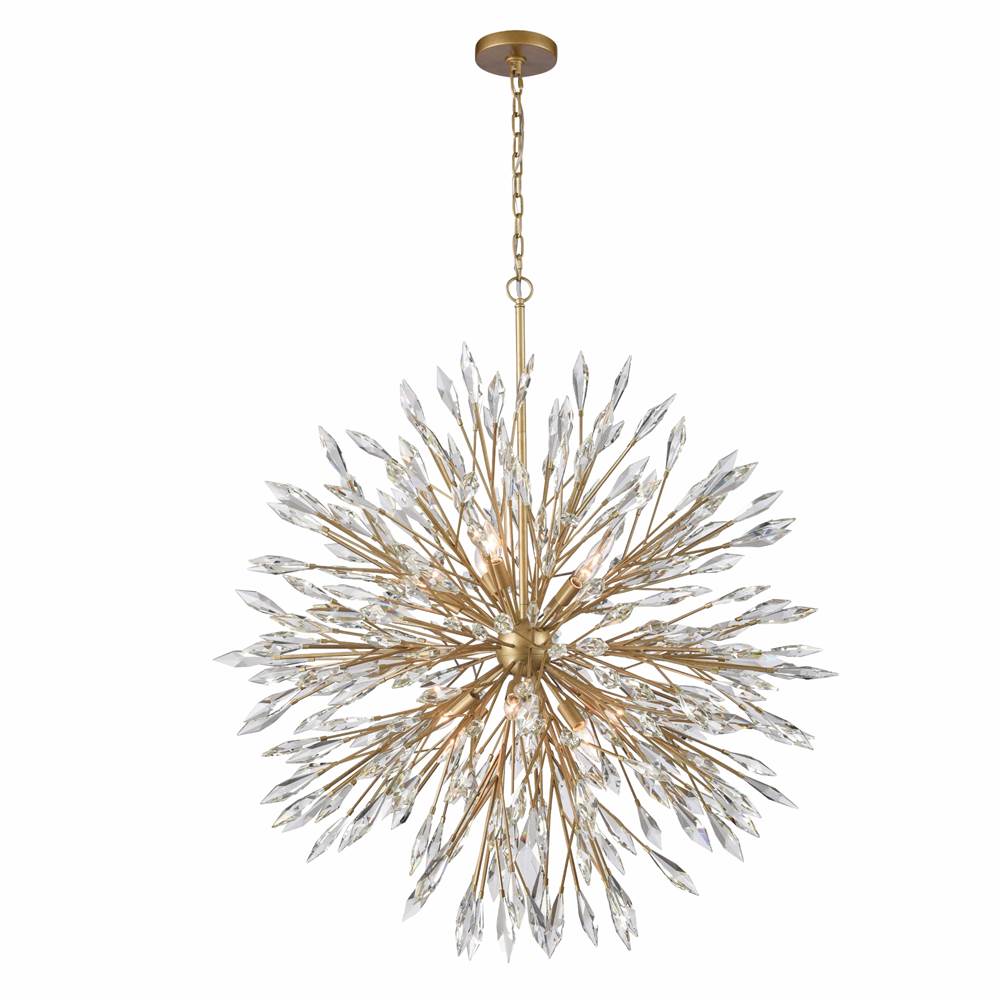 Arabela Lighting 85422-12 Peruvian Gold 42'' Crystal Fusion Chandelier In Peruvian Gold With Large Faceted Clear Crystals Image 1