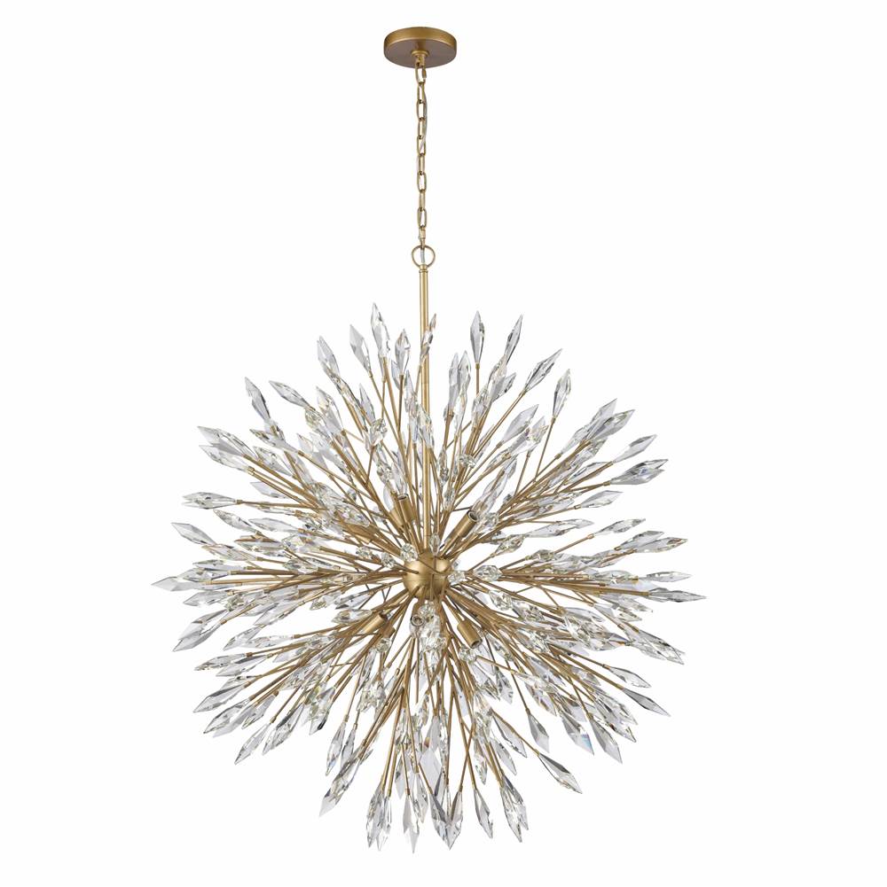Arabela Lighting Crystal Fusion 42'' Crystal Fusion Chandelier In Peruvian Gold With Large Faceted Clear Crystals