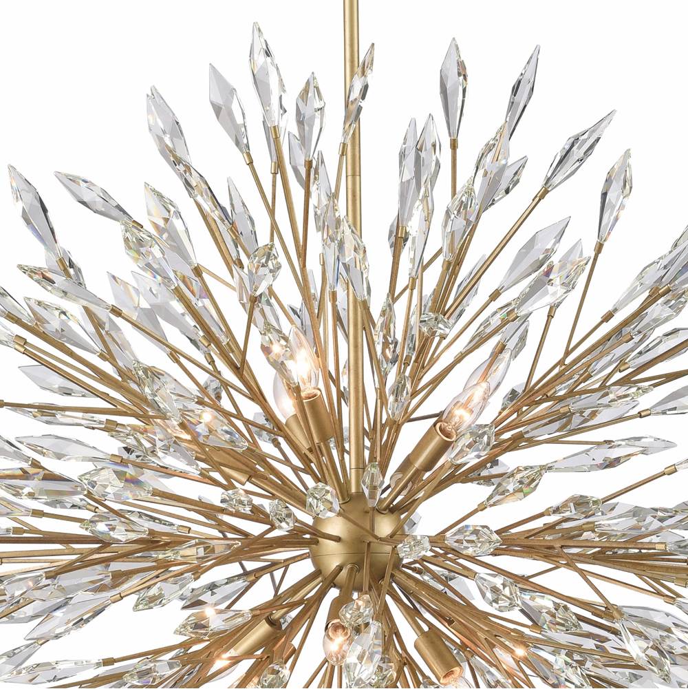 Arabela Lighting 85422-12 Peruvian Gold 42'' Crystal Fusion Chandelier In Peruvian Gold With Large Faceted Clear Crystals Image 7
