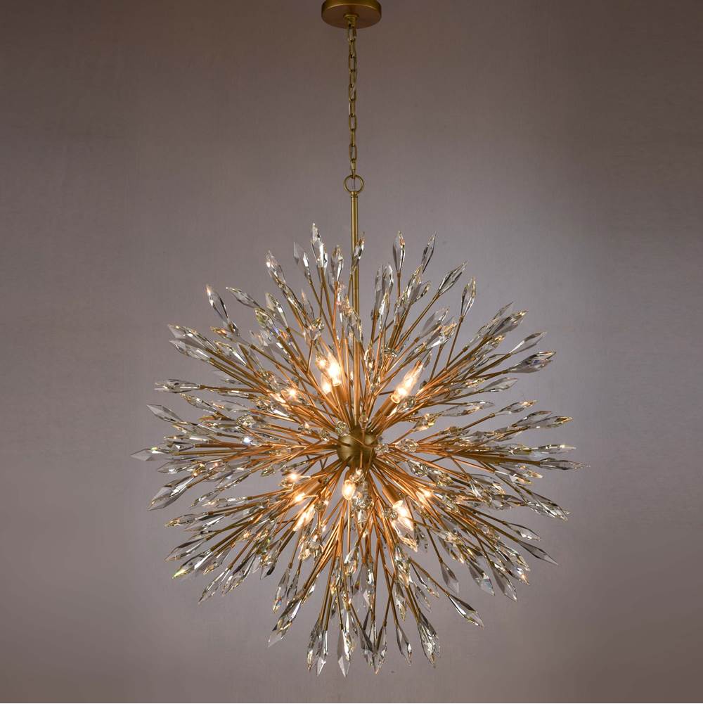 Arabela Lighting 85422-12 Peruvian Gold 42'' Crystal Fusion Chandelier In Peruvian Gold With Large Faceted Clear Crystals Image 5