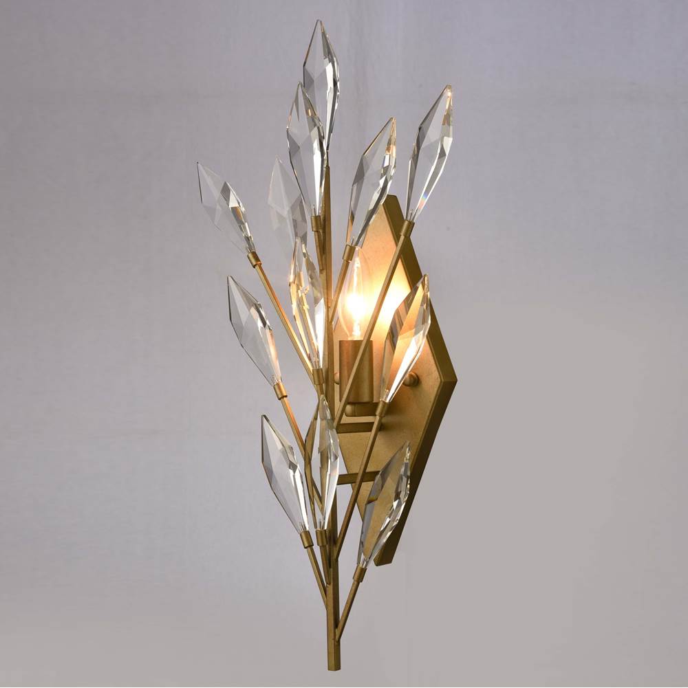 Arabela Lighting 85423-1 Peruvian Gold 20'' Crystal Fusion Sconce In Peruvian Gold With Large Faceted Clear Crystals Image 4