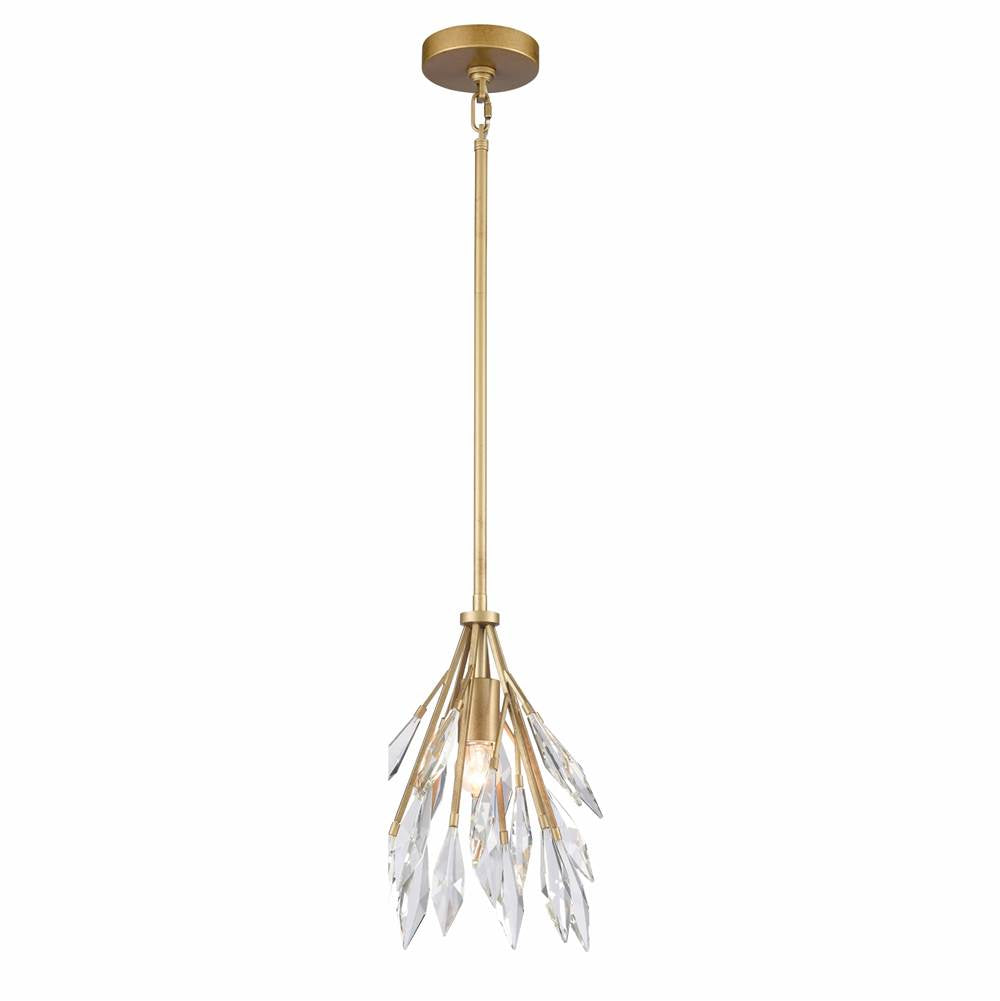 Arabela Lighting 85424-1 Peruvian Gold 13'' Crystal Fusion Pendant In Peruvian Gold With Large Faceted Clear Crystals Image 1