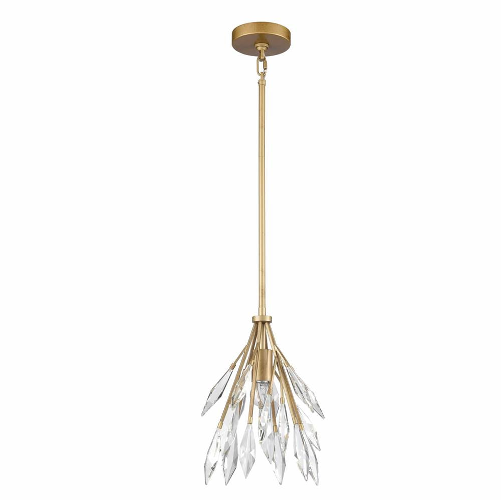 Arabela Lighting Crystal Fusion 13'' Crystal Fusion Pendant In Peruvian Gold With Large Faceted Clear Crystals