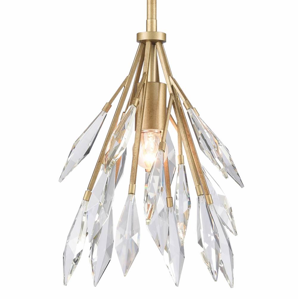 Arabela Lighting 85424-1 Peruvian Gold 13'' Crystal Fusion Pendant In Peruvian Gold With Large Faceted Clear Crystals Image 6
