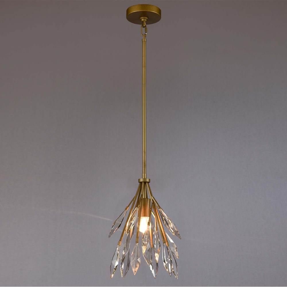 Arabela Lighting 85424-1 Peruvian Gold 13'' Crystal Fusion Pendant In Peruvian Gold With Large Faceted Clear Crystals Image 4