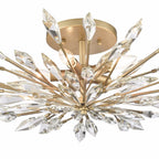 Arabela Lighting Crystal Fusion 28'' Crystal Fusion Semi Flush In Peruvian Gold With Large Faceted Clear Crystals