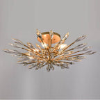 Arabela Lighting 85425-5 Peruvian Gold 28'' Crystal Fusion Semi Flush In Peruvian Gold With Large Faceted Clear Crystals Image 4