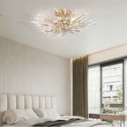 Arabela Lighting 85425-5 Peruvian Gold 28'' Crystal Fusion Semi Flush In Peruvian Gold With Large Faceted Clear Crystals Image 3