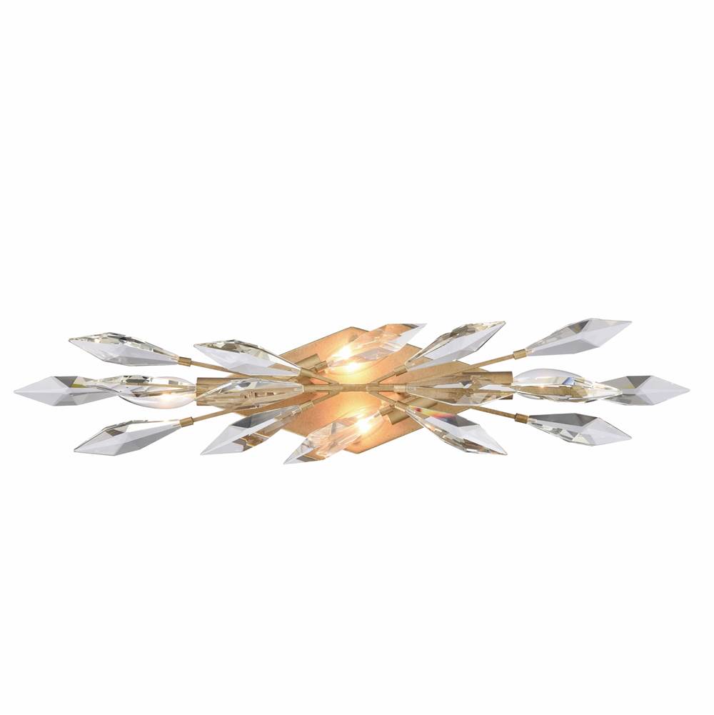 Arabela Lighting 85426-4 Peruvian Gold 25.5'' Crystal Fusion Vanity In Peruvian Gold With Large Faceted Clear Crystals Image 1