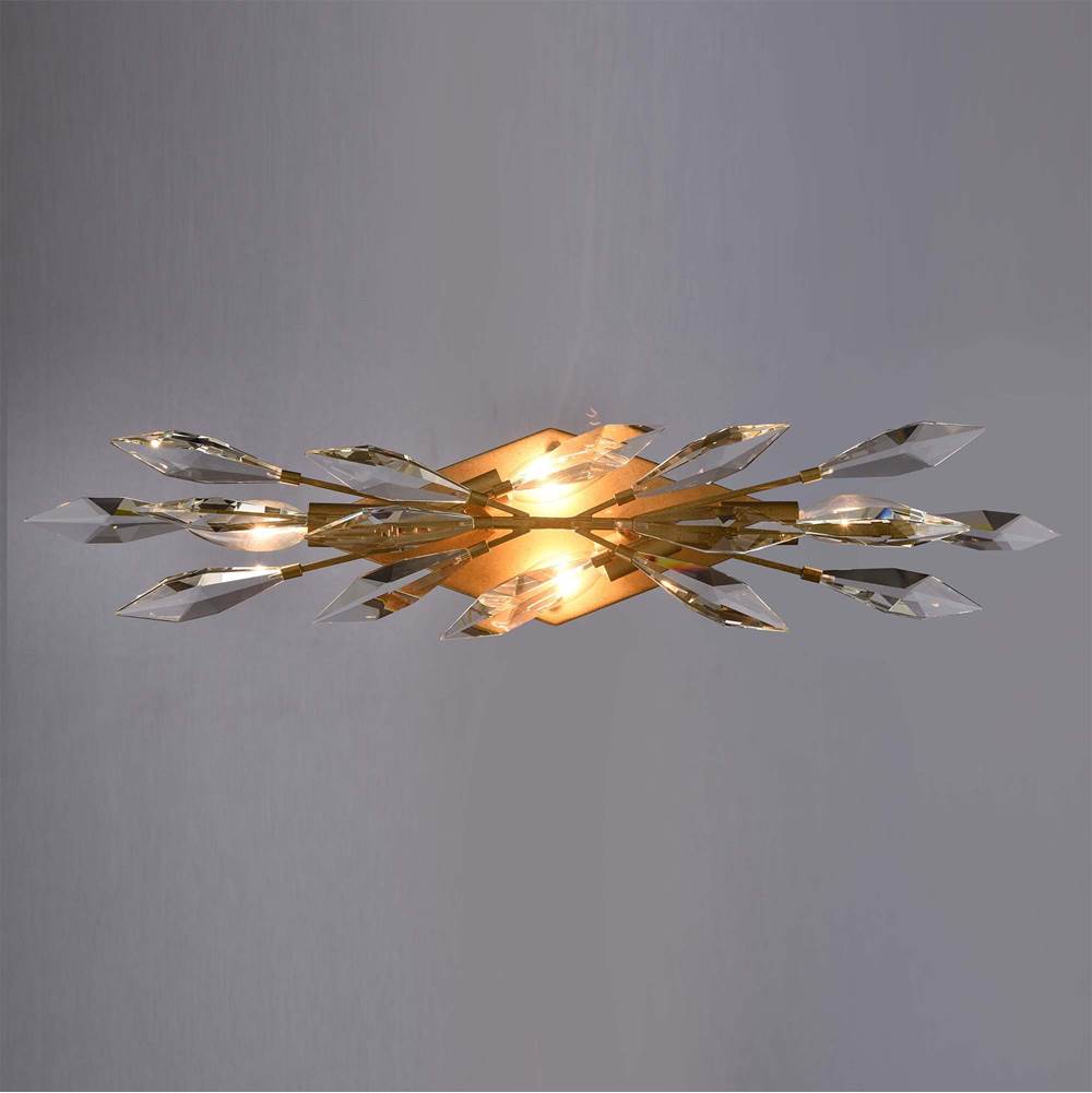 Arabela Lighting 85426-4 Peruvian Gold 25.5'' Crystal Fusion Vanity In Peruvian Gold With Large Faceted Clear Crystals Image 4