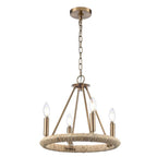 Arabela Lighting 85430-4 Lacquered Gold 16'' Cabana Chandelier In Lacquered Gold With Dried Corn Leaf Wrap Image 1