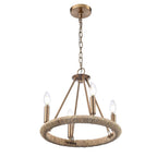 Arabela Lighting Cabana 16'' Cabana Chandelier In Lacquered Gold With Dried Corn Leaf Wrap