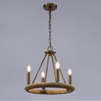 Arabela Lighting 85430-4 Lacquered Gold 16'' Cabana Chandelier In Lacquered Gold With Dried Corn Leaf Wrap Image 4