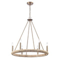 Arabela Lighting 85431-6 Lacquered Gold 28'' Cabana Chandelier In Lacquered Gold With Dried Corn Leaf Wrap Image 1