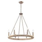 Arabela Lighting 85431-6 Lacquered Gold 28'' Cabana Chandelier In Lacquered Gold With Dried Corn Leaf Wrap Image 1