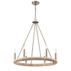 Arabela Lighting 85431-6 Lacquered Gold 28'' Cabana Chandelier In Lacquered Gold With Dried Corn Leaf Wrap Image 7