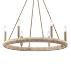 Arabela Lighting 85431-6 Lacquered Gold 28'' Cabana Chandelier In Lacquered Gold With Dried Corn Leaf Wrap Image 6