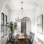 Arabela Lighting 85431-6 Lacquered Gold 28'' Cabana Chandelier In Lacquered Gold With Dried Corn Leaf Wrap Image 3