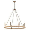 Arabela Lighting 85432-8 Lacquered Gold 38'' Cabana Chandelier In Lacquered Gold With Dried Corn Leaf Wrap Image 1